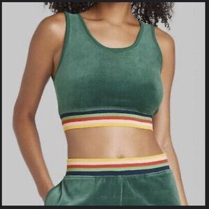 NWT wild fable, green, super soft, sports bra with rainbow band